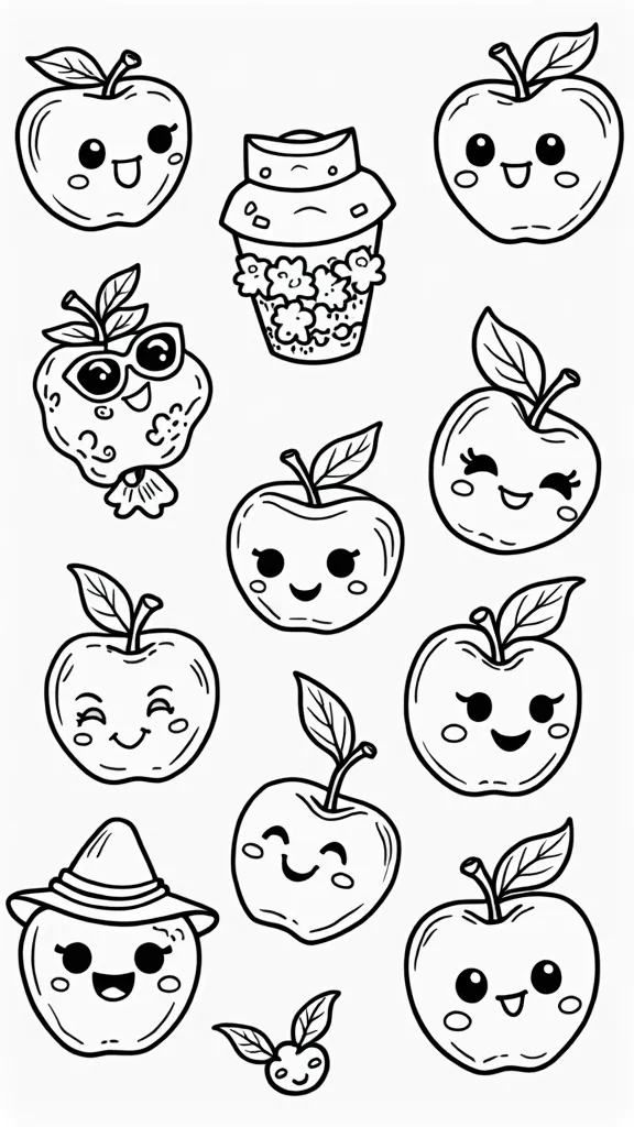 cute apple coloring pages